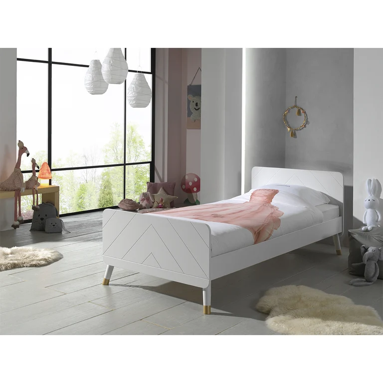 Lit 90x200 Sommier Inclus Vipack Billy - Blanc Satin