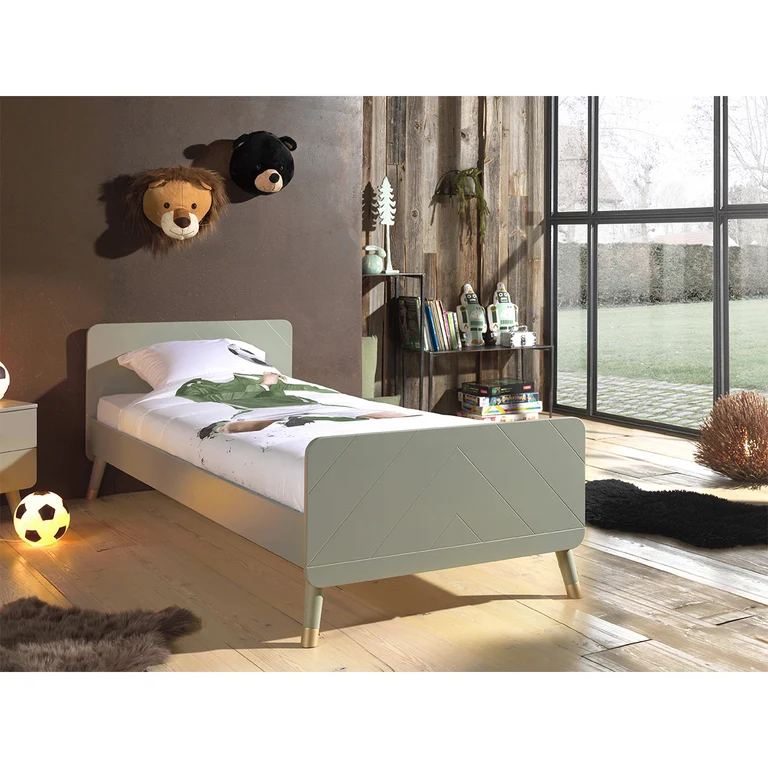 Lit 90x200 Sommier Inclus Vipack Billy - Vert Olive