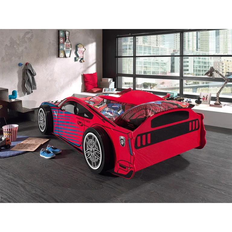Lit 90x200 Panther Power Sommier inclus Vipack Car beds - Rouge