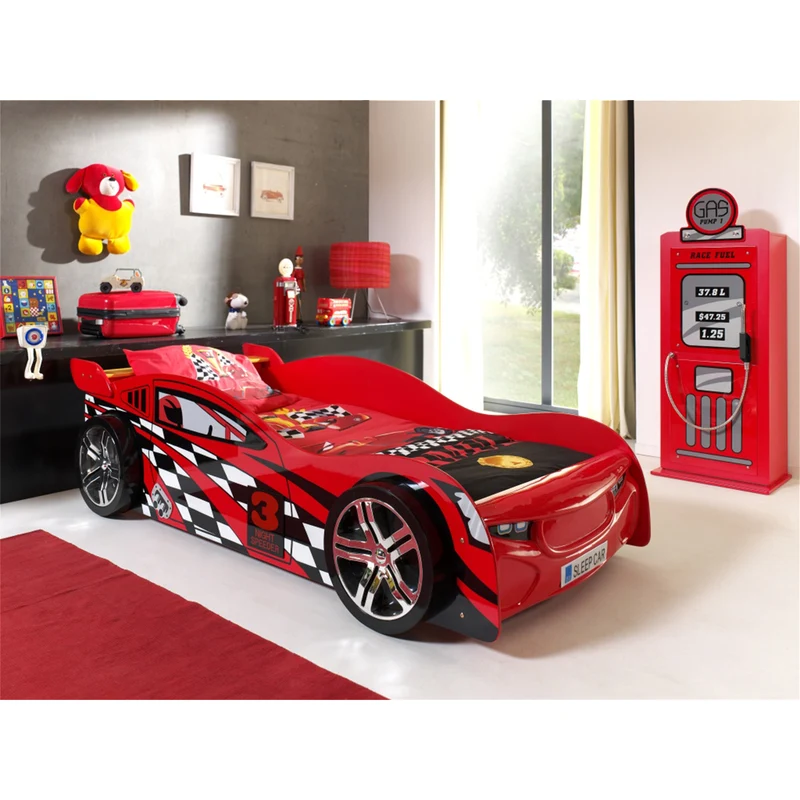 Lit 90x200 Night Speeder Sommier inclus Vipack Car beds - Rouge