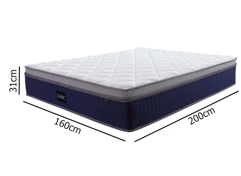 Matelas hybride CLASSIC 160 x 200 cm ressorts ensachés et mémoire de forme épaisseur 31 cm