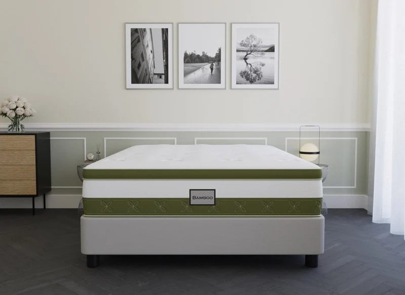 Matelas hybride BAMBOO 160 x 200 cm ressorts ensachés et mémoire de forme épaisseur 30 cm