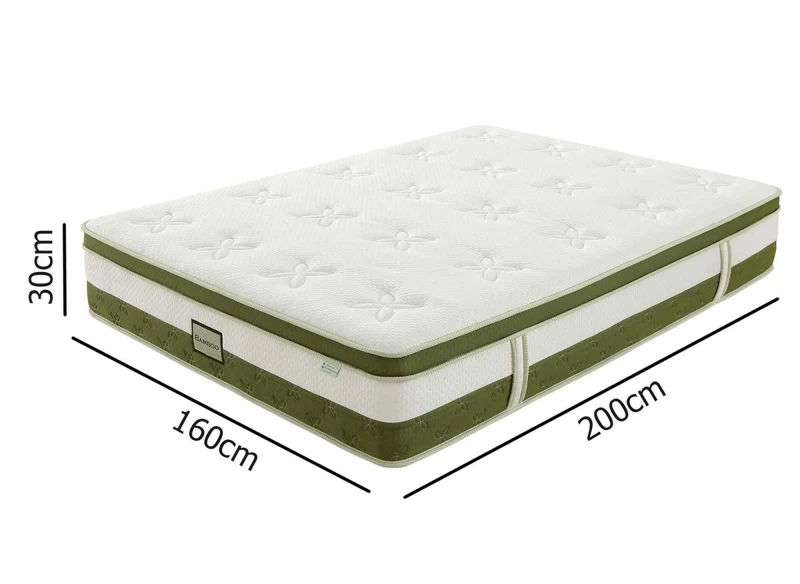 Matelas hybride BAMBOO 160 x 200 cm ressorts ensachés et mémoire de forme épaisseur 30 cm