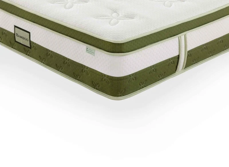 Matelas hybride BAMBOO 180 x 200 cm ressorts ensachés et mémoire de forme épaisseur 30 cm
