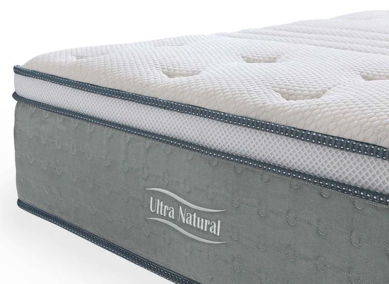 Matelas hybride NATURAL 180 x 200 cm ressorts ensachés et soie épaisseur 29 cm
