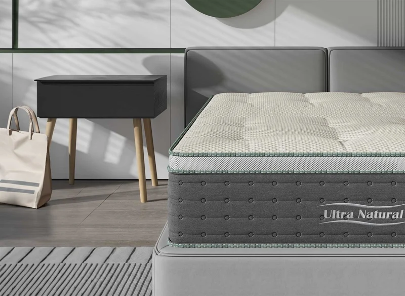 Matelas hybride NATURAL 160 x 200 cm ressorts ensachés et soie épaisseur 29 cm