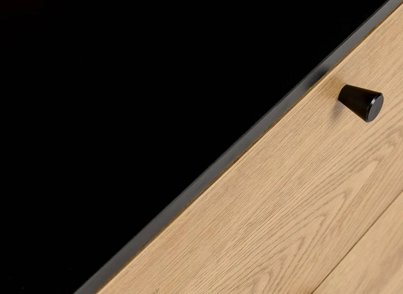 Commode 2 tiroirs en bois clair et métal noir SOHANE
