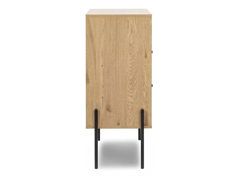 Commode 2 tiroirs en bois clair et métal noir SOHANE