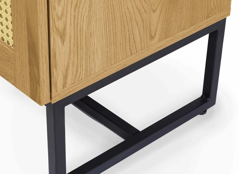 Commode scandinave 3 tiroirs en bois métal et cannage TULLIO