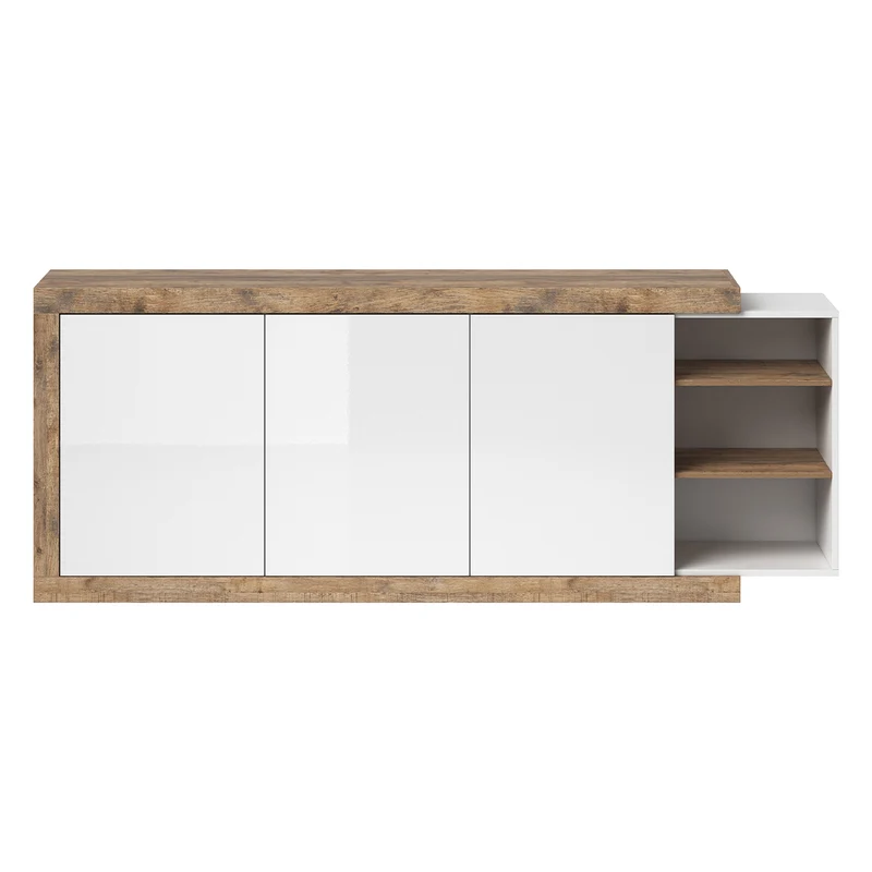 Buffet long 3 portes Azior Blanc et Bois