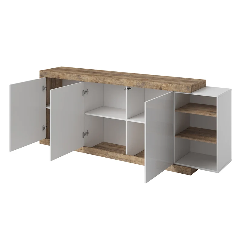 Buffet long 3 portes Azior Blanc et Bois