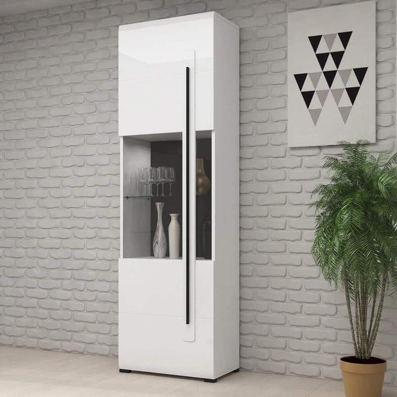 Vitrine 1 porte avec LED Louis Blanc