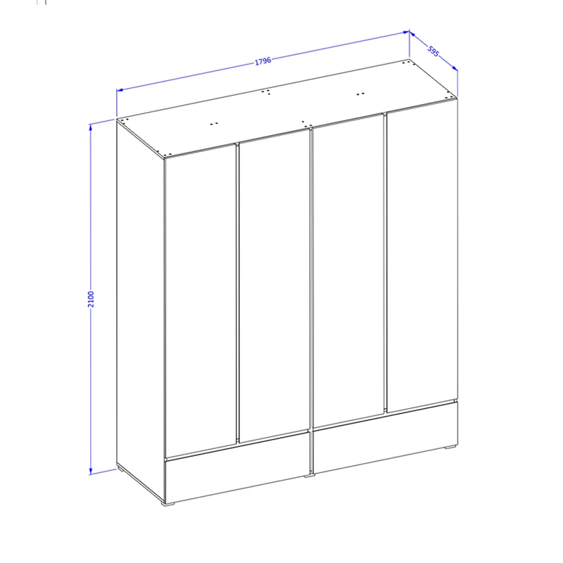 Armoire 4 portes 2 tiroirs Lilia Taupe