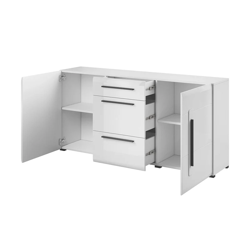 Buffet 2 portes 3 tiroirs Louis Blanc
