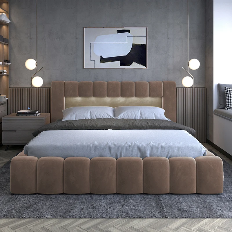 Lit coffre 160x200 sommier inclus Auria Velours Marron