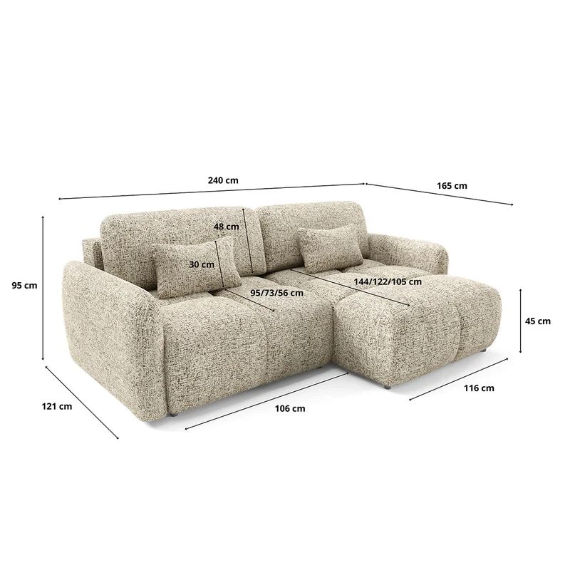 Canapé d'angle réversible convertible Vittoria Beige chiné