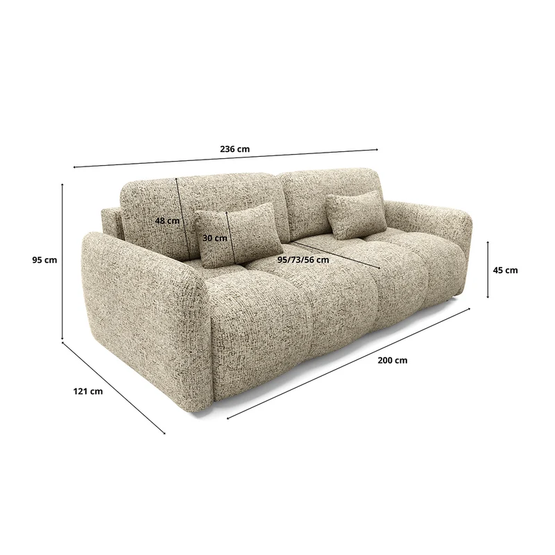 Canapé 3 places convertible avec coffre Vittoria Beige chiné