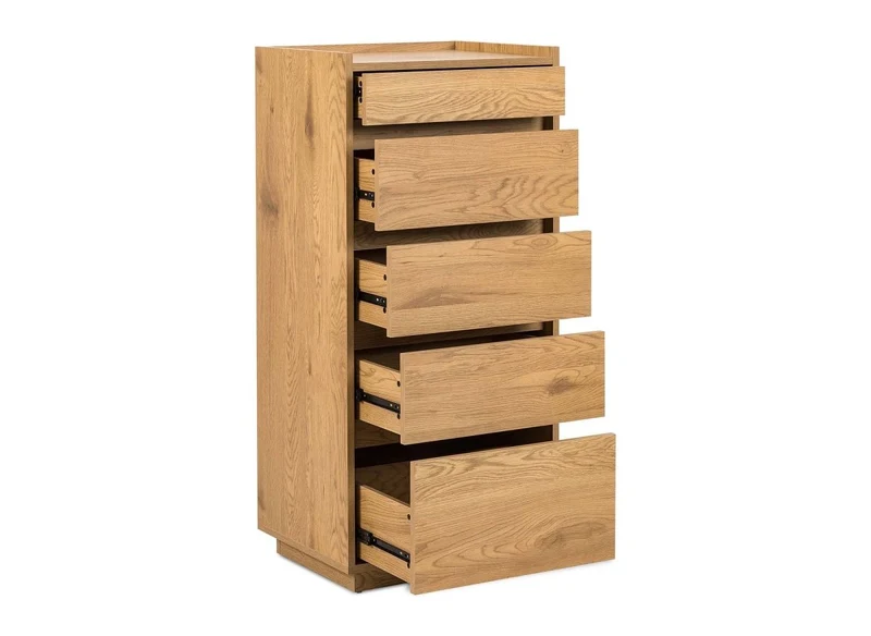 Commode 5 tiroirs en bois couleur chêne SACHA