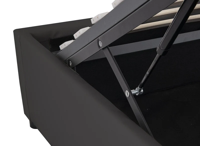 Lit sommier relevable avec coffre en simili cuir noir 160x200 cm LIZBAN