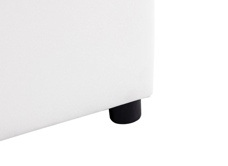 Lit sommier relevable avec coffre en simili cuir blanc 180x200 cm LIZBAN
