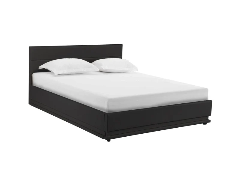 Lit coffre en simili cuir noir 180x200 cm ELENCE