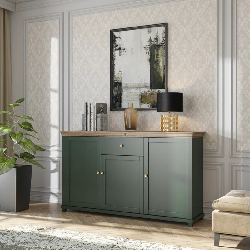 Buffet 3 portes 1 tiroir Martin Vert et Bois