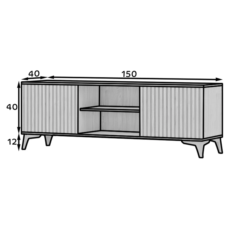 Meuble TV 2 portes 150 cm Esteban Bois