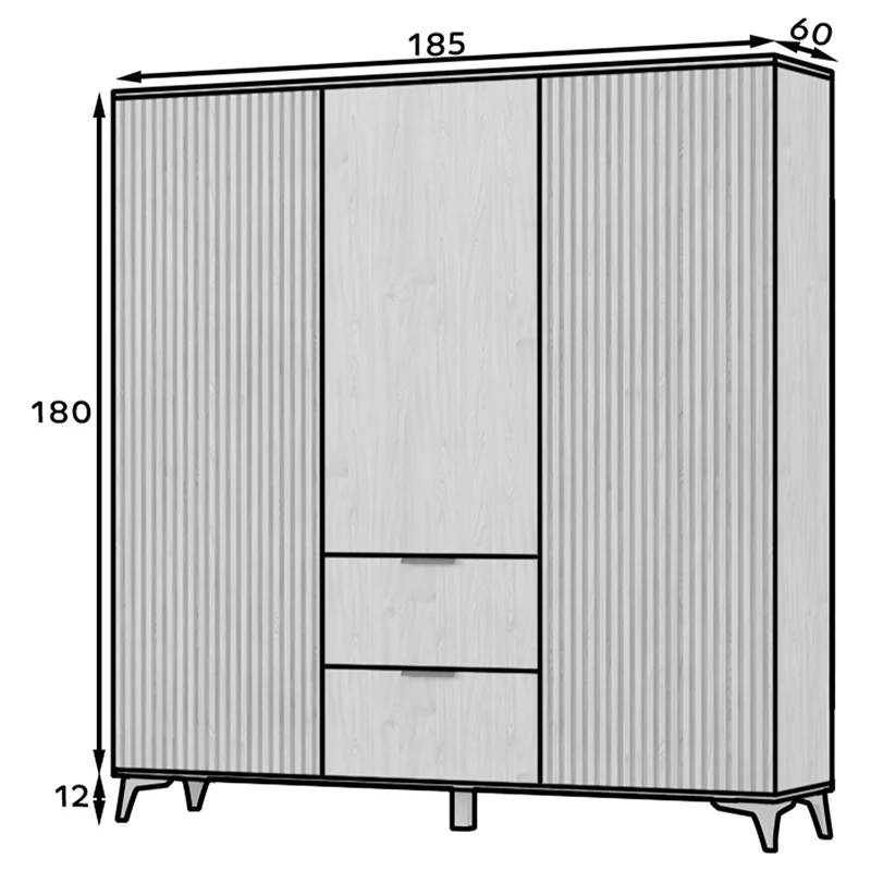 Armoire 3 portes 2 tiroirs Esteban Bois