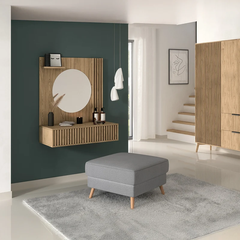 Coiffeuse murale 1 tiroir 1 miroir Esteban Bois
