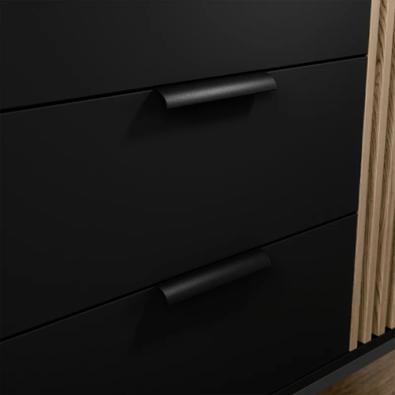 Meuble TV 150 cm 2 portes Melchior Noir et Bois
