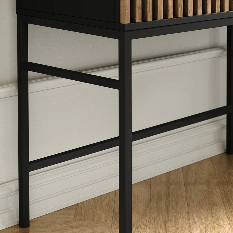 Coiffeuse murale 1 tiroir 1 miroir Melchior Noir et Bois
