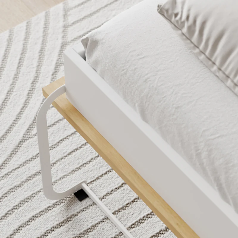 Lit escamotable 140x200 horizontal sommier inclus Devon Blanc et Bois