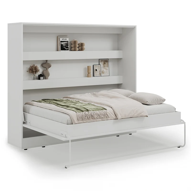 Lit escamotable 140x200 horizontal sommier inclus Devon Blanc
