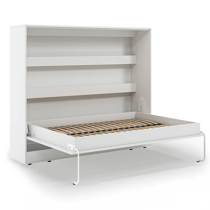 Lit escamotable 140x200 horizontal sommier inclus Devon Blanc