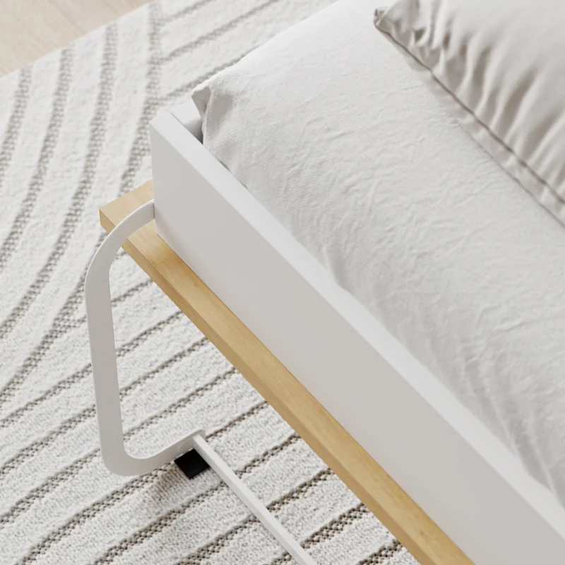 Lit escamotable 160x200 horizontal sommier inclus Devon Blanc et Bois