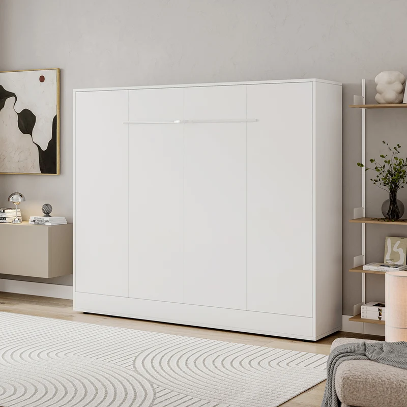 Lit escamotable 160x200 horizontal sommier inclus Devon Blanc
