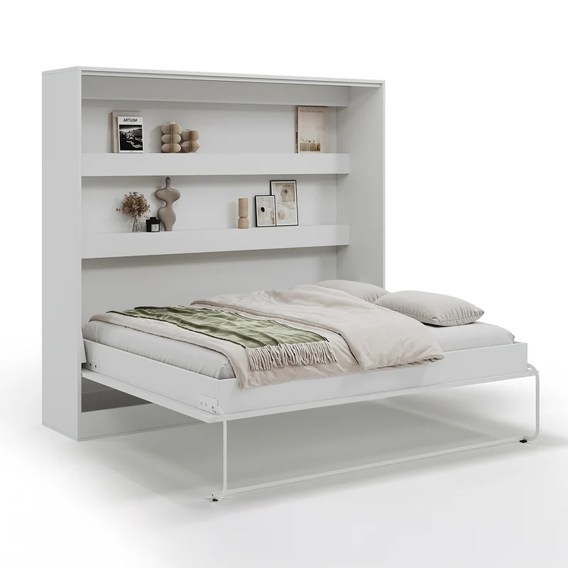 Lit escamotable 160x200 horizontal sommier inclus Devon Blanc