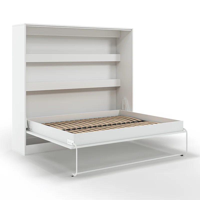 Lit escamotable 160x200 horizontal sommier inclus Devon Blanc