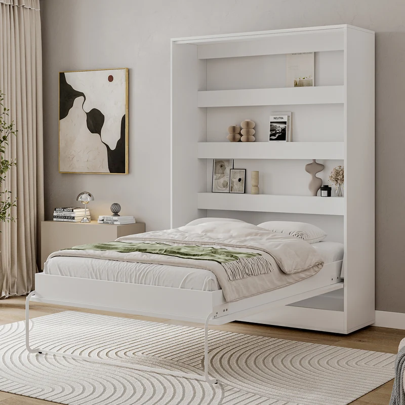 Lit escamotable 140x200 vertical sommier inclus Devon Blanc