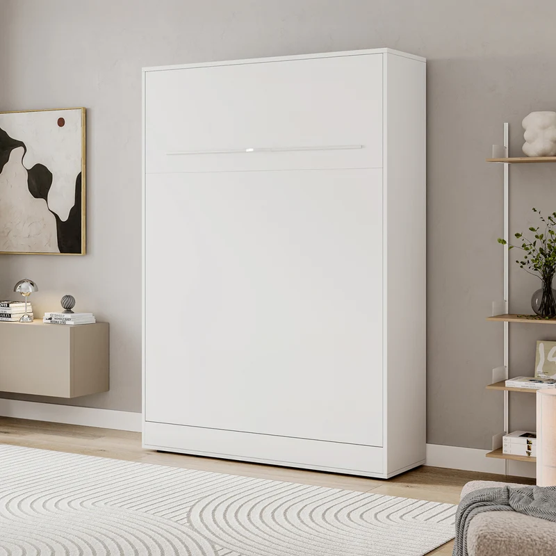 Lit escamotable 140x200 vertical sommier inclus Devon Blanc
