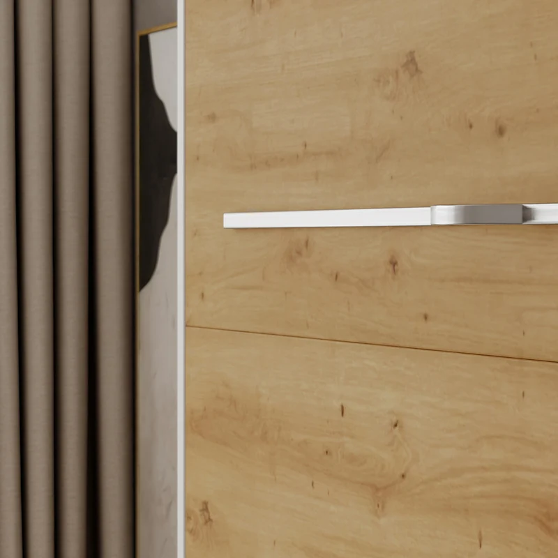 Lit escamotable 140x200 vertical sommier inclus Devon Blanc et Bois