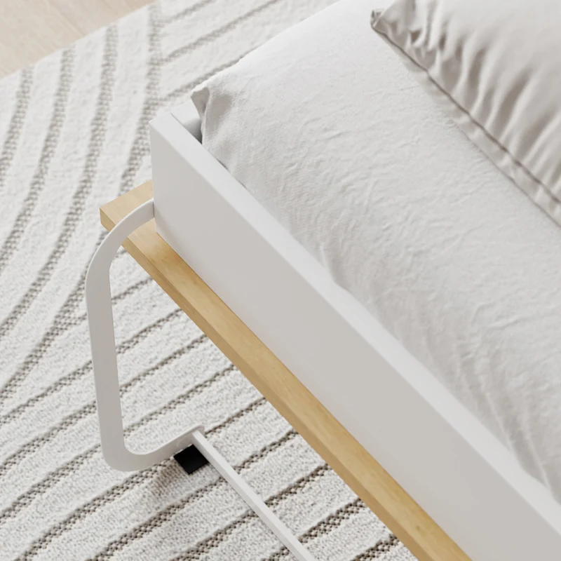 Lit escamotable 140x200 vertical sommier inclus Devon Blanc et Bois