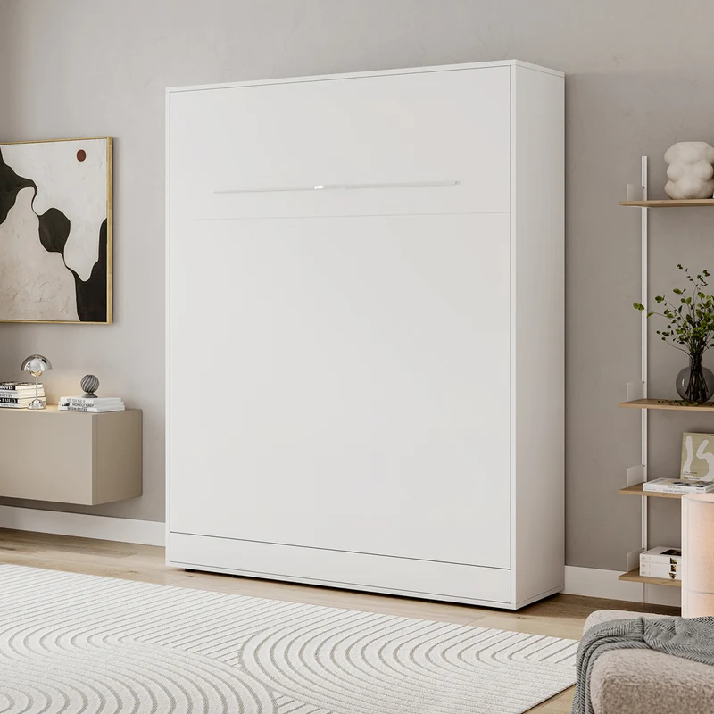 Lit escamotable 160x200 vertical sommier inclus Devon Blanc