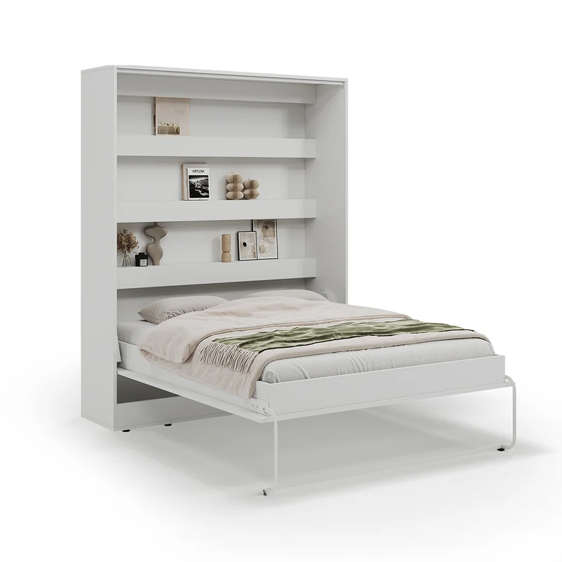 Lit escamotable 160x200 vertical sommier inclus Devon Blanc