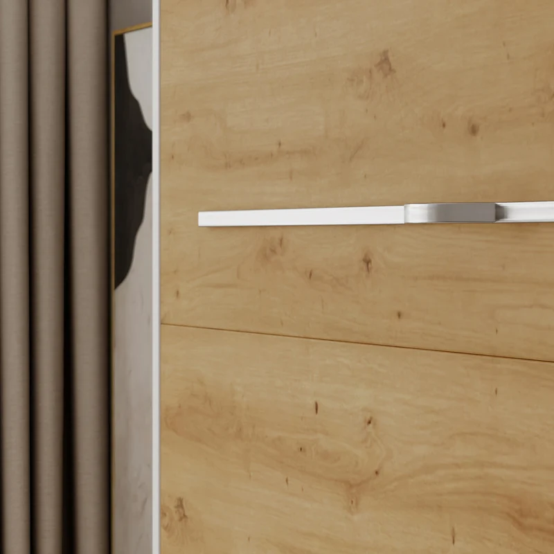 Lit escamotable 160x200 vertical sommier inclus Devon Blanc et Bois