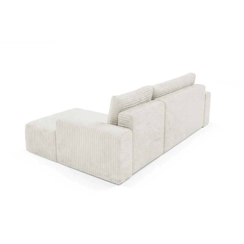 Canapé d'angle droit convertible 3 places avec coffre Romeo Blanc cassé
