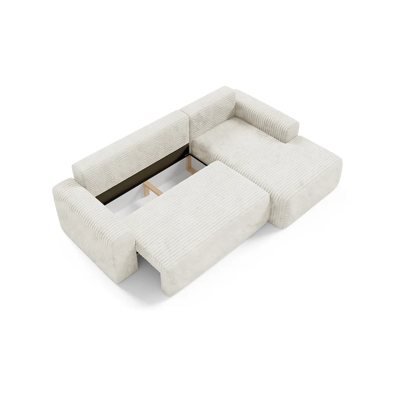 Canapé d'angle droit convertible 3 places avec coffre Romeo Blanc cassé