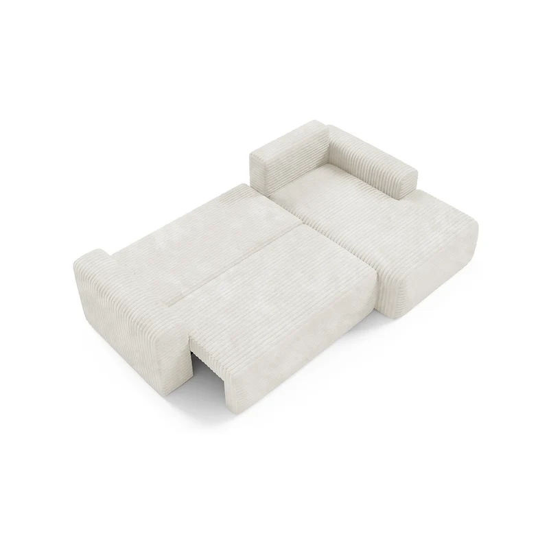 Canapé d'angle droit convertible 3 places avec coffre Romeo Blanc cassé
