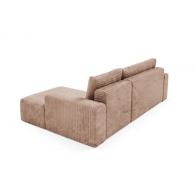Canapé d'angle droit convertible 3 places avec coffre Romeo Marron clair
