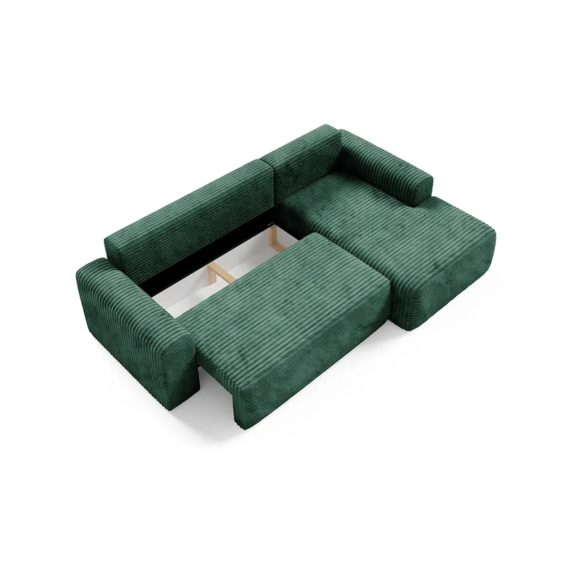 Canapé d'angle droit convertible 3 places avec coffre Romeo Vert sapin